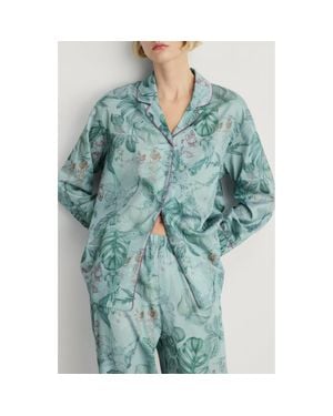 Mango Tropical Print Pajama Shirt - Green