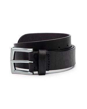 EZRA ARTHUR Classic Buckle Leather Belt 35Mm - Black