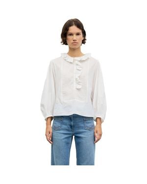 Gerard Darel Leone Ruffle Pintuck Detail Shirt - White