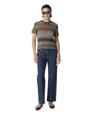 Missoni Viscose Lamé Crew-Neck T-Shirt With Snake Motif - Blue
