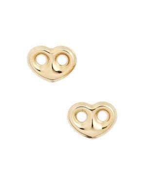 Zoe Chicco Heart Mariner Stud Earrings - Metallic