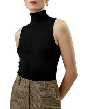 LILYSILK Silk Knitted Turtleneck Sleeveless Top - Black
