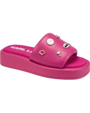 KARL LAGERFELD Opal Macaron Platform Wedge Slide Sandal - Pink