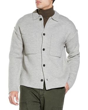 Civil Society Beaton Waffle Full Button Cardigan - Gray