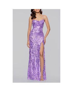 Blondie Nites Sequin Paisley Sheath Gown - Purple