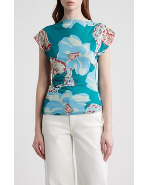 Cleobella Ellie Print Mesh Top - Blue