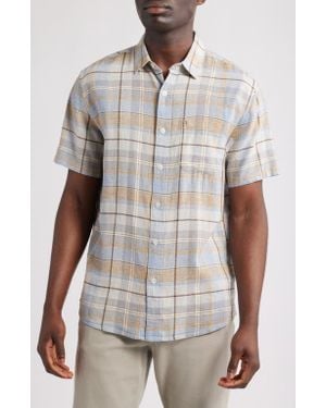 Pendleton Dawson Plaid Linen Blend Button-Up Shirt - White