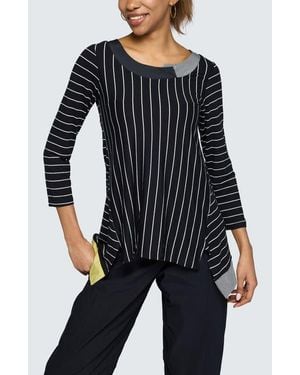 Luukaa Nova Striped Viscose Jersey Blouse - Black