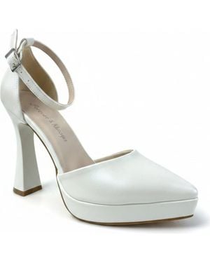 Forever & Always Shoes Aster Pointed Toe Wedding Platform Pump - White