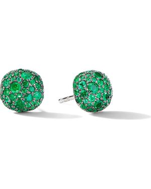 David Yurman Pavé Cushion Stud Earrings - Green