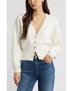 Open Edit Rib Waist Cardigan - White