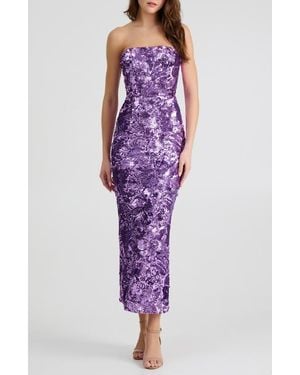 HELSI Leslie Pattern Sequin Strapless Gown - Purple