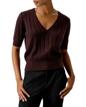 LILYSILK V-Neck Cashmere T-Shirt - Black