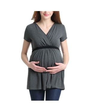 Kimi + Kai Maternity Nursing Colorblock Tunic Top - Black