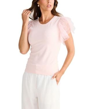 Brave+True Chance Flutter Sleeve T-Shirt - White