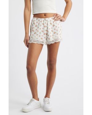 Boys Lie Sunshine & Bows Lace Trim Shorts - Multicolor