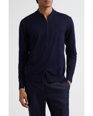 Thom Sweeney Cotton & Cashmere Bomber Jacket - Blue