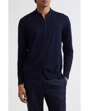 Thom Sweeney Cotton & Cashmere Bomber Jacket - Blue