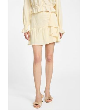 Guess Shaelo Gauze Ruffle Miniskirt - Yellow