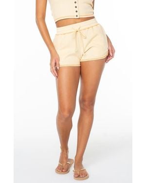 Roxy Dolphin Tie Waist Cotton Blend Shorts - White