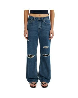 Cotton On '91 Ripped Straight Leg Jeans - Blue