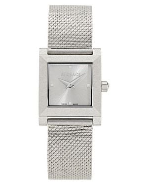 Versace Mosaic Square Mesh Strap Watch, 22Mm - Gray
