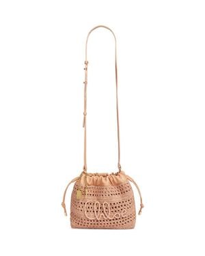 Chloé Mini Summer Banana Woven Raffia Drawstring Shoulder Bag - Natural