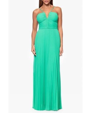 Xscape Evenings Pleated Chiffon Gown - Green