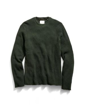 Billy Reid Martin Mini Waffle Crewneck Cotton & Cashmere Sweater - Green