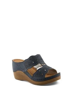 Flexus by Spring Step Dreiser Platform Wedge Slide Sandal - Blue