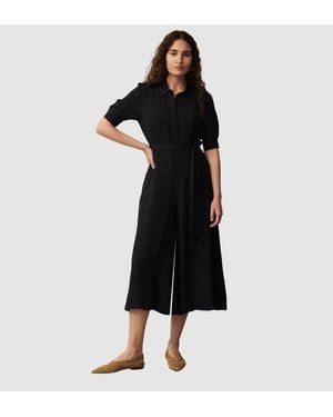 Finery London Floralie Wide Leg Cropped Jumpsuit - Black