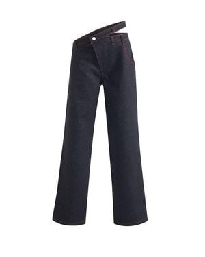 Jendue Davidson Asymmetric Belt Pants - Blue
