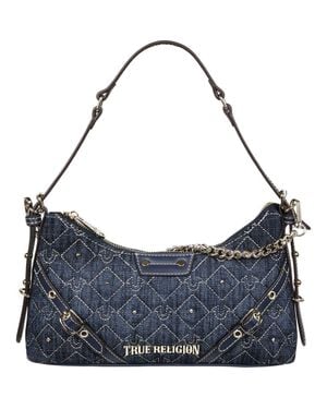 TRUE RELIGION Studded Denim Chain Shoulder Bag - Blue