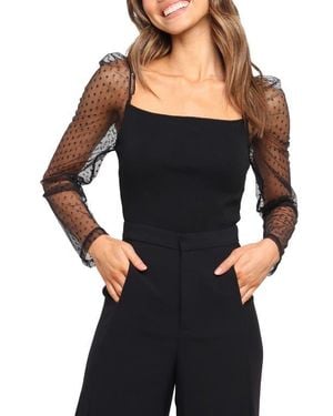 Petal & Pup Rigala Sheer Swiss Dot Sleeve Top - Black