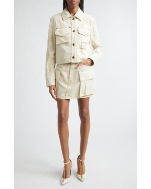 Balmain Faded Denim Miniskirt - Natural