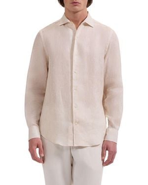 Bugatchi Axel Trim Fit Linen Jacquard Button-Up Shirt - Multicolor