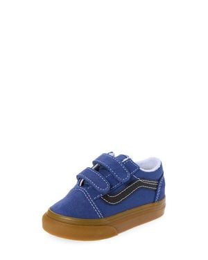 Vans Kids' Old Skool V Leather Sneaker - Blue