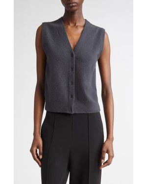 Vince Shrunken Button Wool & Cashmere Blend Vest - Blue