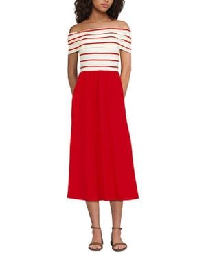 Lands' End Off The Shoulder Slender Mixed Media Dress - Red