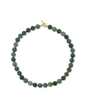 EF Collection Luna 14K Moss Agate Necklace - Metallic