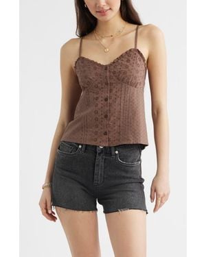 BP. Cotton Eyelet Pintuck Camisole - Brown