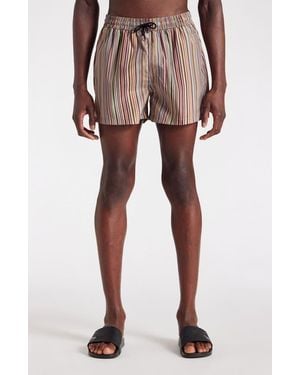 Paul Smith Signature Striped Swim Trunks - Natural