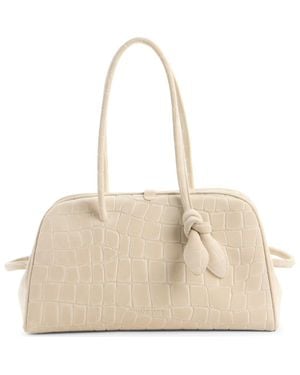 Jacquemus Le Turismo Croc Embossed Suede Bowling Bag - Natural