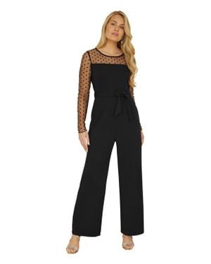 Yumi' Spot Mesh Stretch Jumpsuit - Black