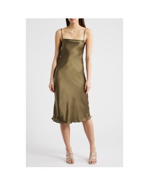 Jump Apparel Bow Back Satin Cocktail Slipdress - Green