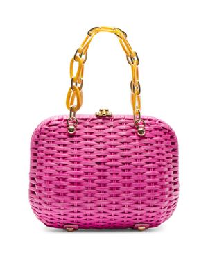Frances Valentine Hen Wicker Basket Bag - Pink