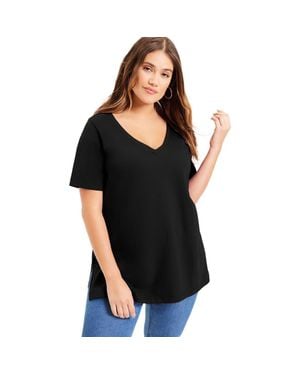 June + Vie Short-Sleeve V-Neck One + Only Tunic - Black