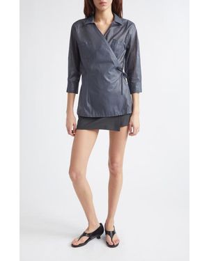Paloma Wool Ricer Organic Cotton Blend Wrap Shirt - Gray