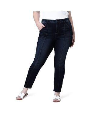 Slink Jeans Pintuck High Waist Ankle Slim Jeans - Blue