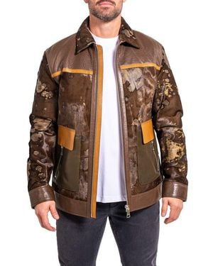 Maceoo Ascension 0022 Leather & Genuine Calf Hair Jacket - Brown